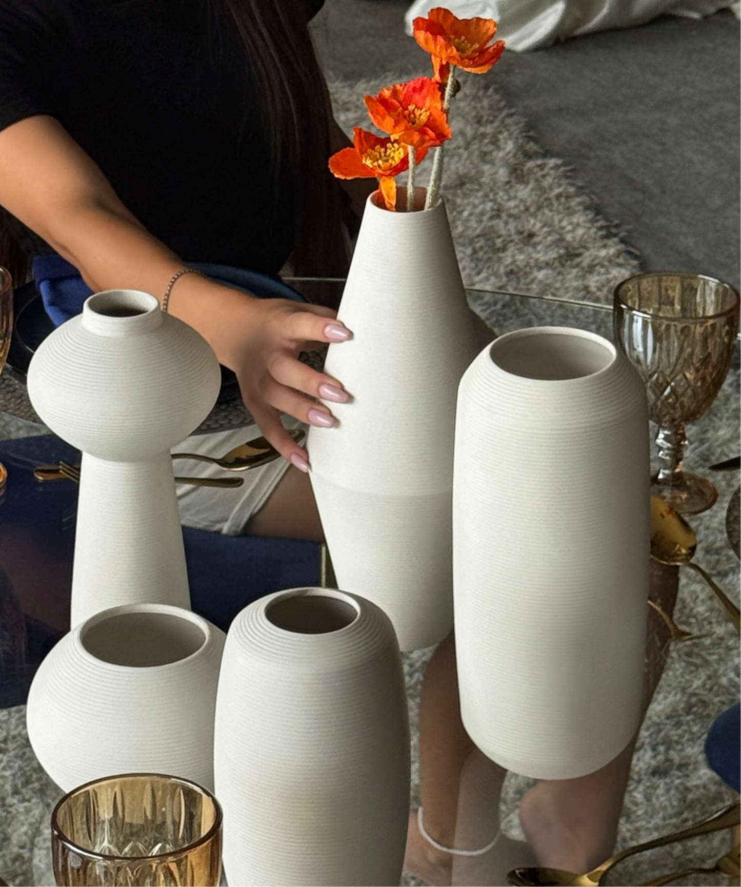 Abstract Bohemian Ceramic Flower Vases – Artistic Home Décor