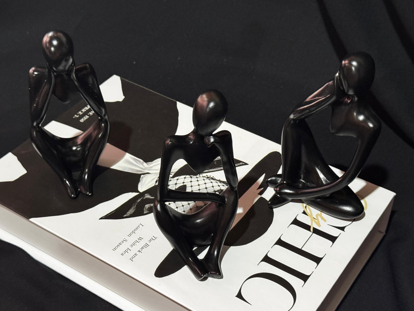 Set of 3 Thinker Statues – Modern Decorative Sculptures for Home & Office