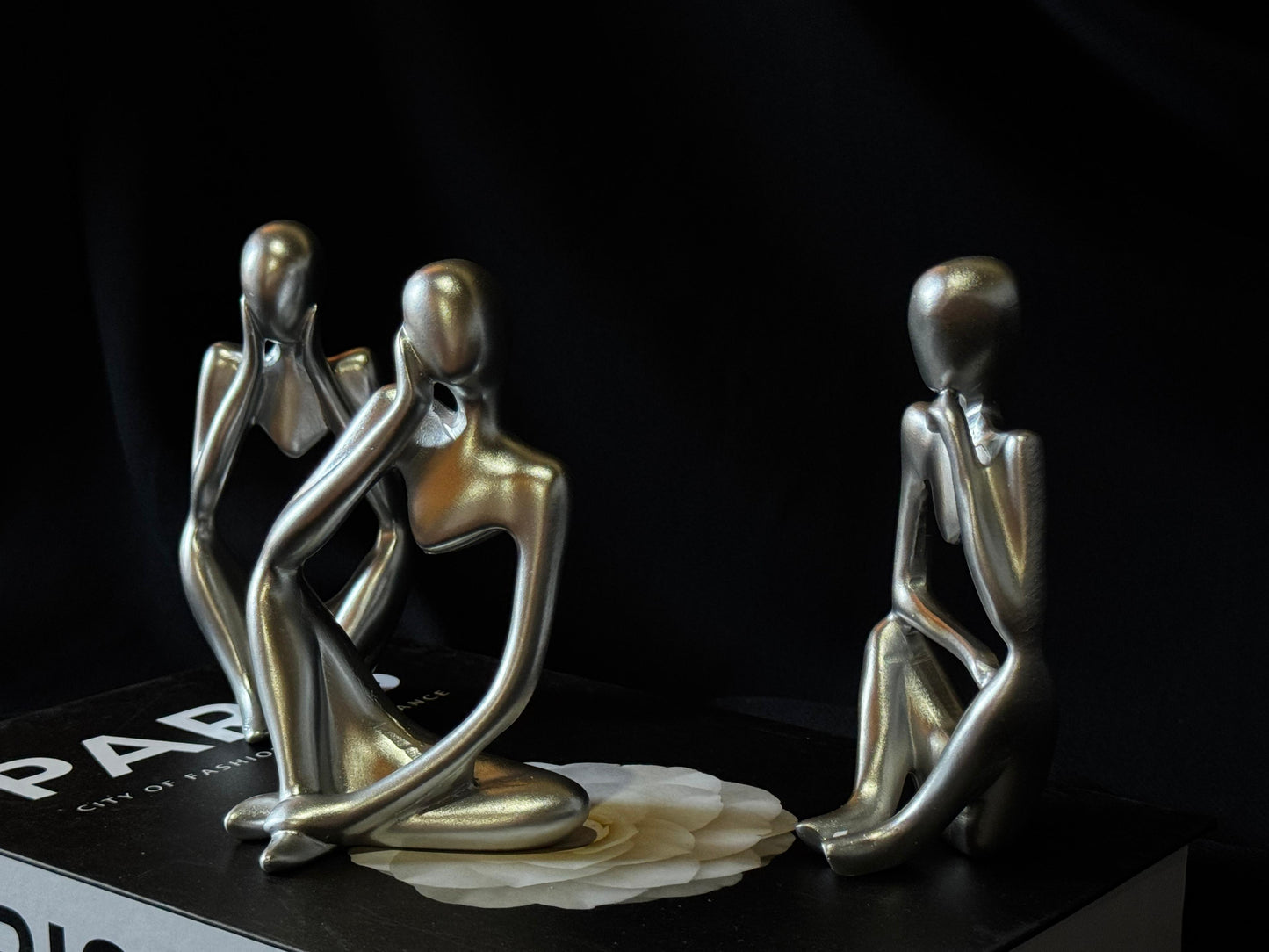 Set of 3 Thinker Statues – Modern Decorative Sculptures for Home & Office