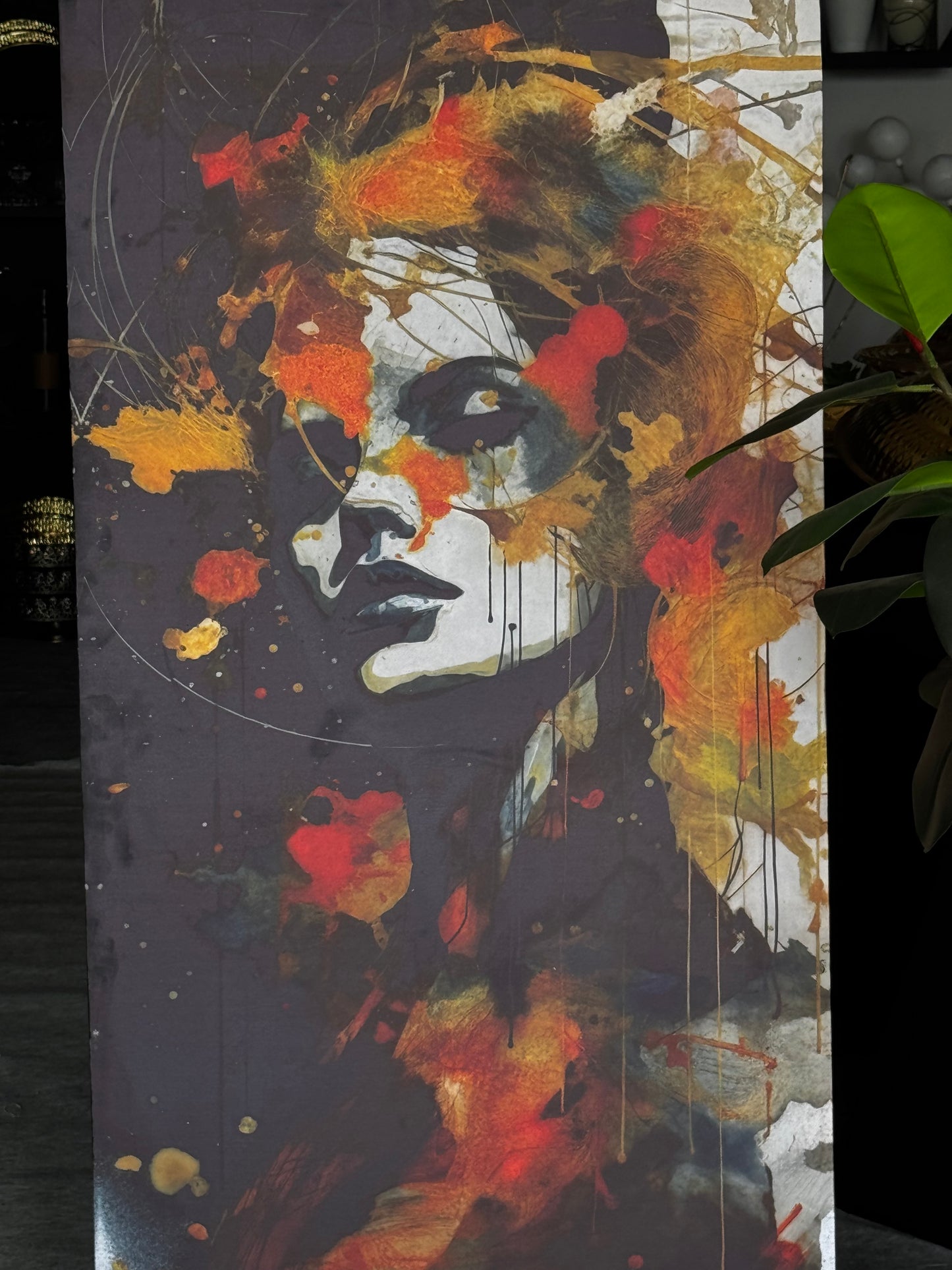 Fiery Expression in Bold Colors | Modern Canvas Painting-Abstract Portrait Wall Art
