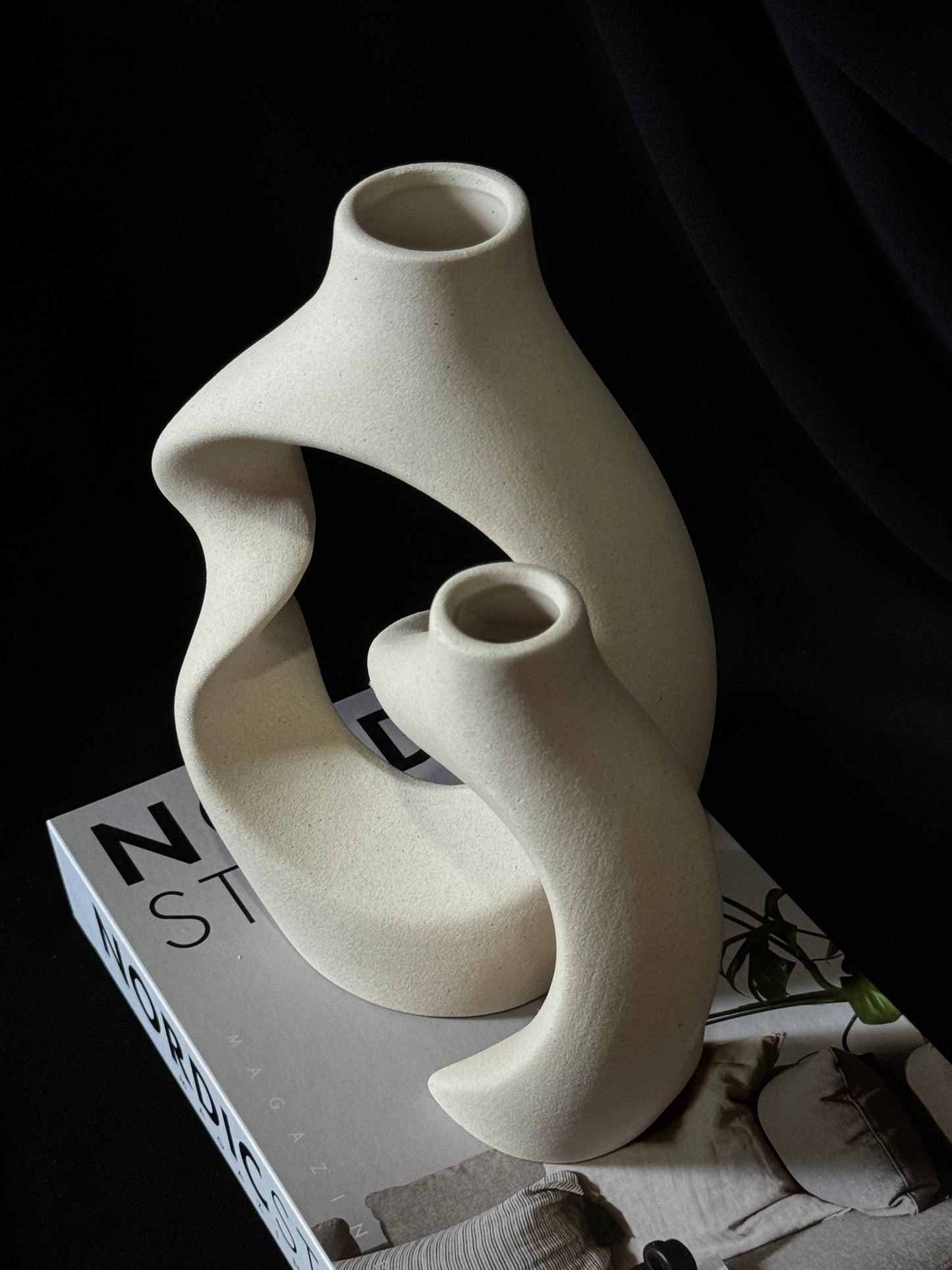 2 PCS ceramic cross-vase bohemian style