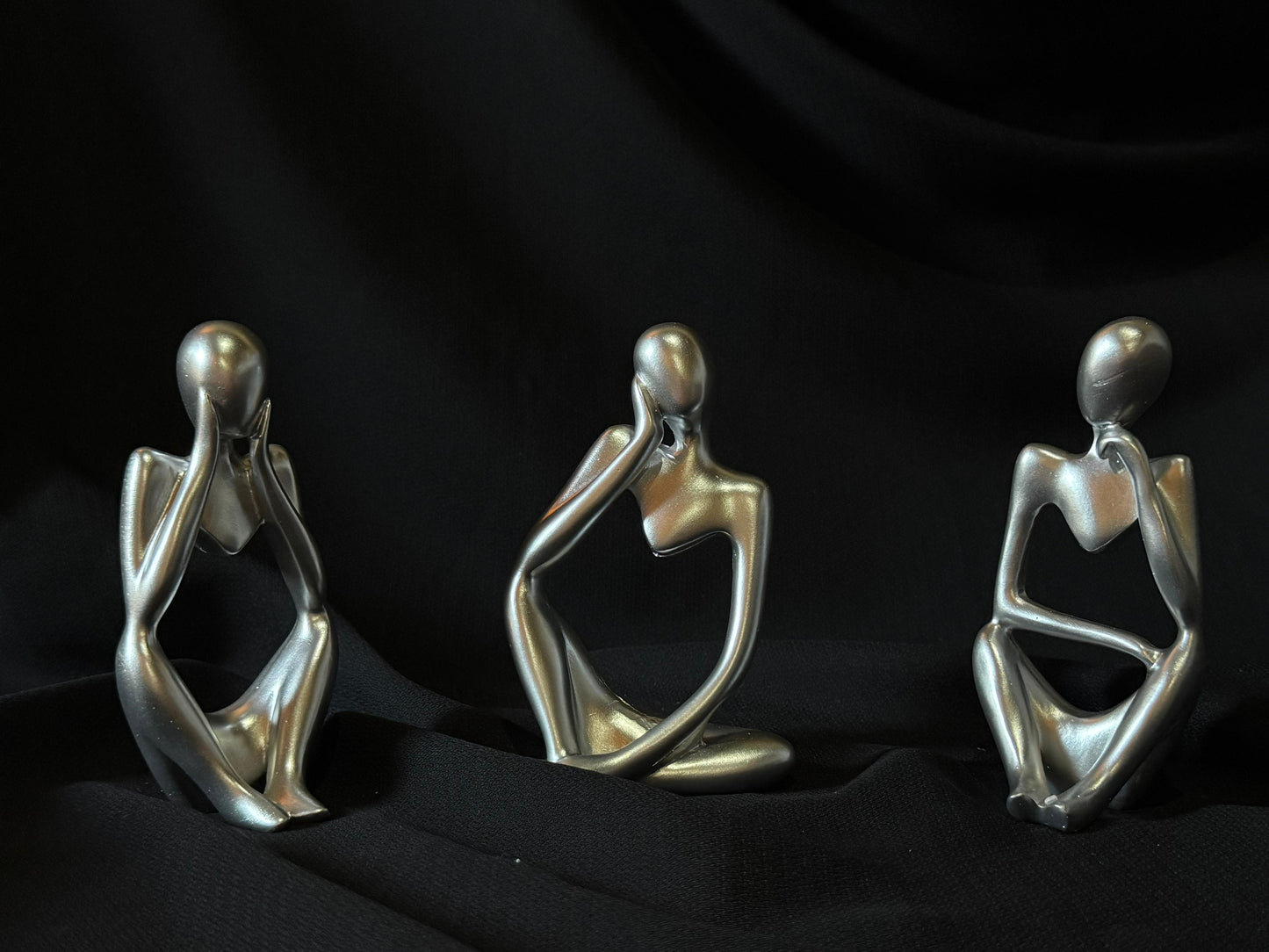 Set of 3 Thinker Statues – Modern Decorative Sculptures for Home & Office