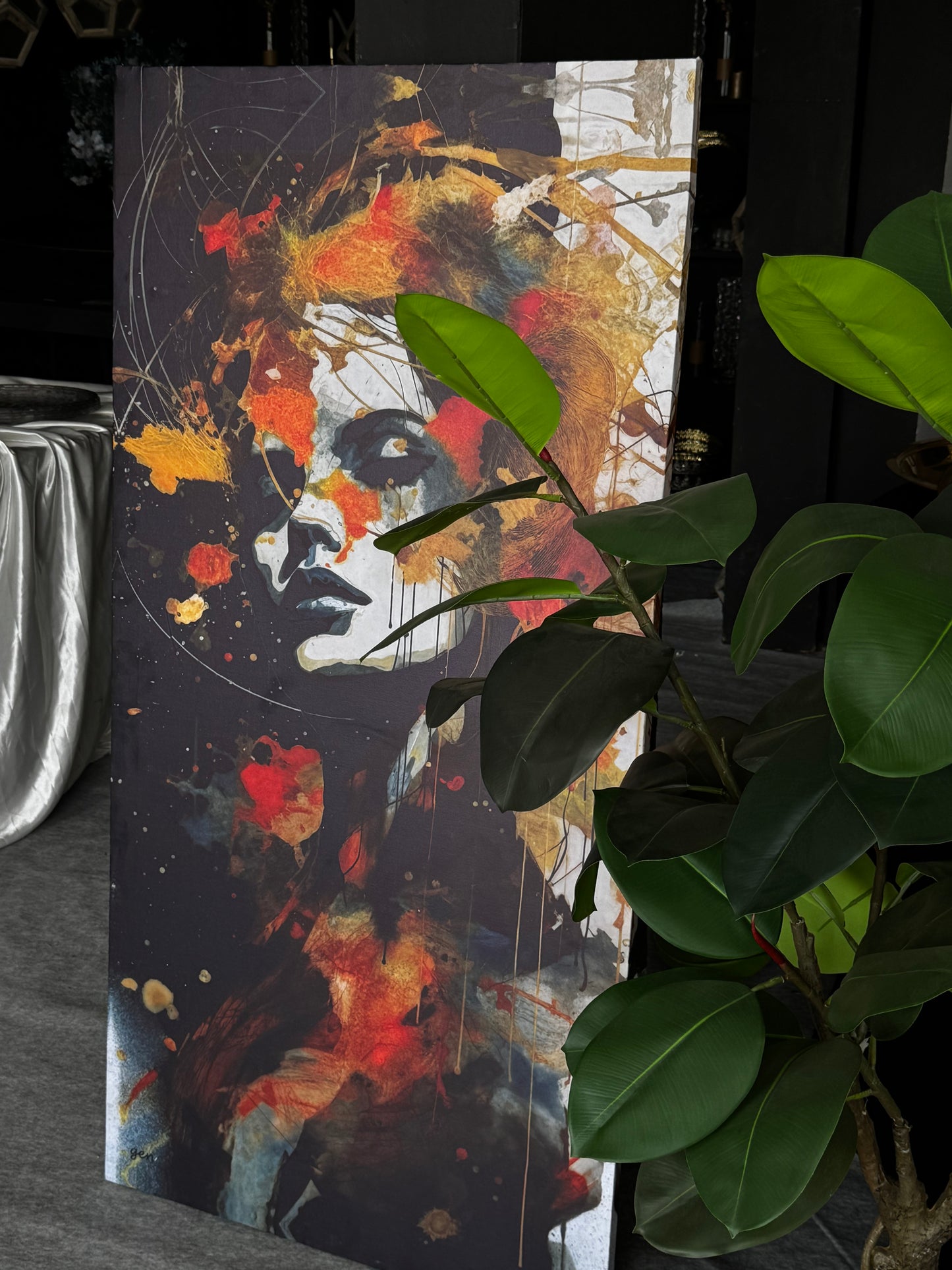 Fiery Expression in Bold Colors | Modern Canvas Painting-Abstract Portrait Wall Art