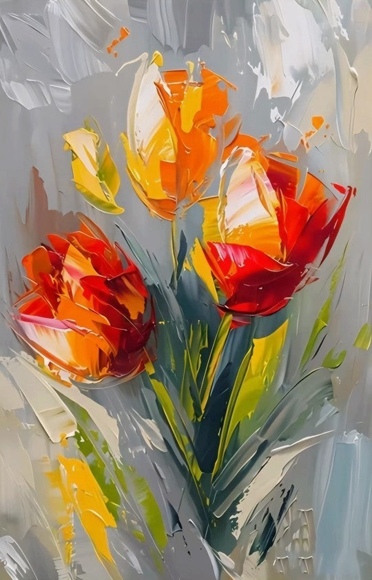 Abstract Tulip Faux-Texture Canvas Print