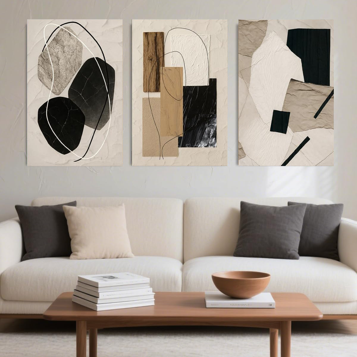BINCUE Abstract Modern Wall Art Decor-Neutral Painting Prints Artwork for Living Room Bedroom