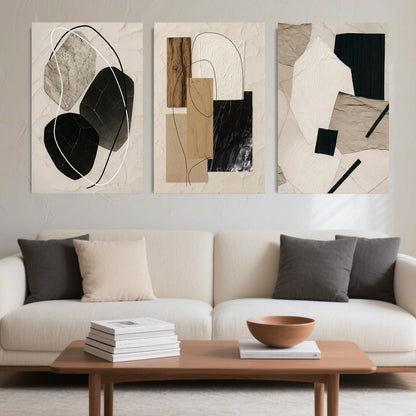 BINCUE Abstract Modern Wall Art Decor-Neutral Painting Prints Artwork for Living Room Bedroom