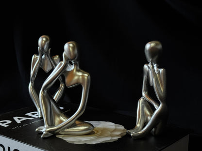 Set of 3 Thinker Statues – Modern Decorative Sculptures for Home & Office