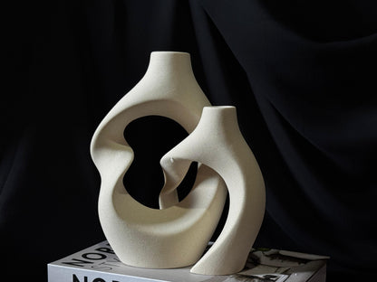 2 PCS ceramic cross-vase bohemian style