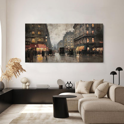 Nostalgic Winter Street Landscape - Canvas