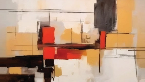 Ivory Illusions Red and Beige Abstract Print