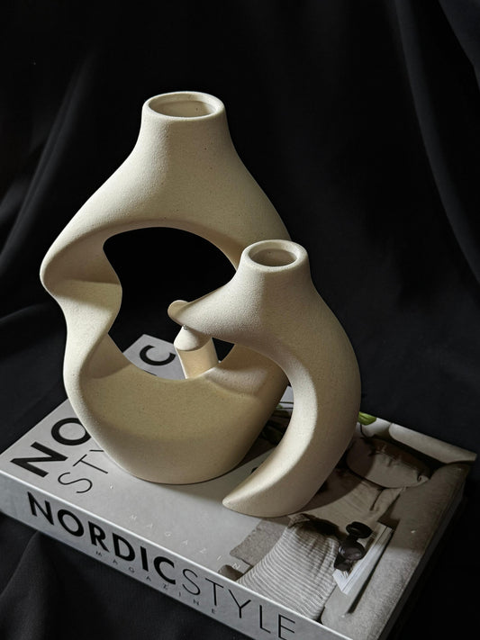 2 PCS ceramic cross-vase bohemian style