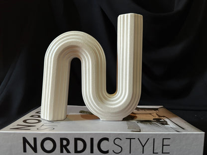 Modern S-Shape Ceramic Vase – Elegant Decorative Centerpiece for Home & Office