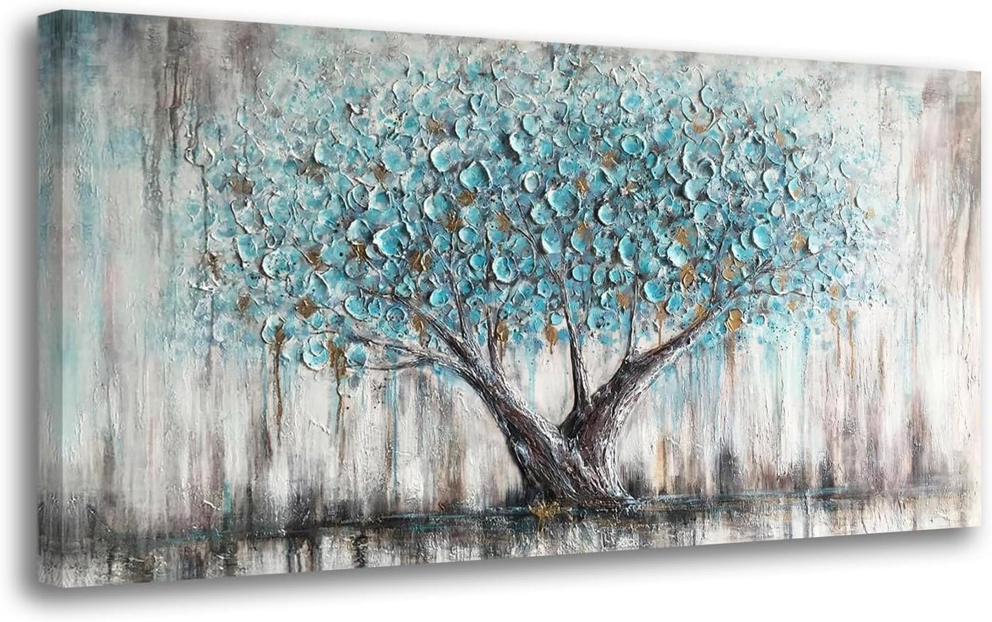 Arjun Tree of Life Wall Art Canvas for Living Room Blue Tree Nature Teal Print