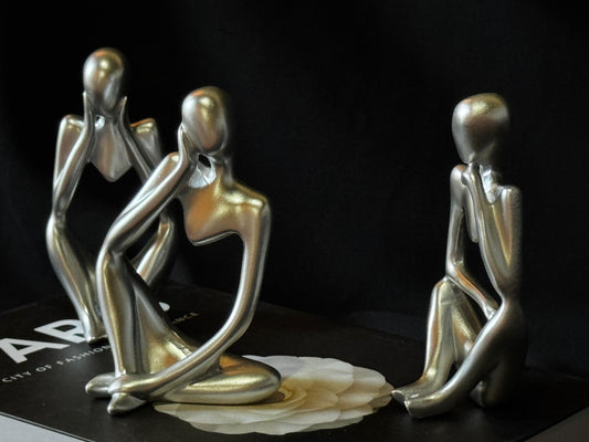 Set of 3 Thinker Statues – Modern Decorative Sculptures for Home & Office