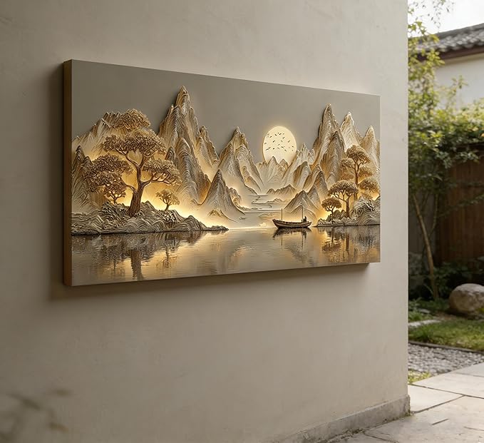 Golden Serenity Mountain Landscape Canvas Print