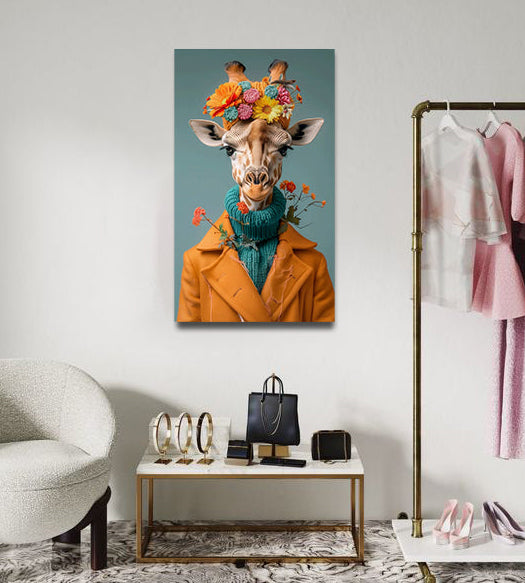 Fashionista Giraffe Painting - Canvas print