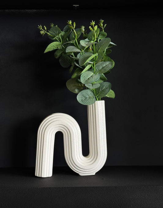 Modern S-Shape Ceramic Vase – Elegant Decorative Centerpiece for Home & Office