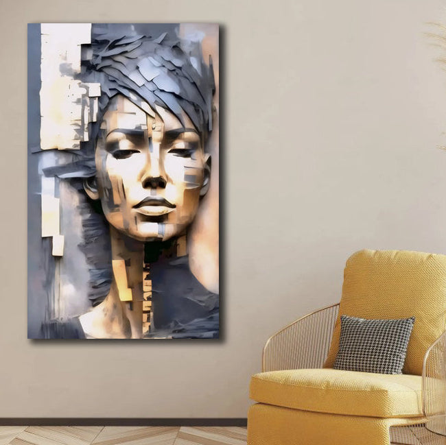 Golden Portrait Painting - Canvas Print