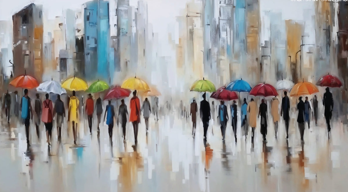 Poetic Painting - Pulse beneath the rain-canvas