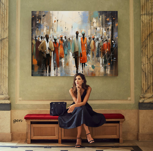 Urban Rhythm – Abstract City Crowd Digital Painting