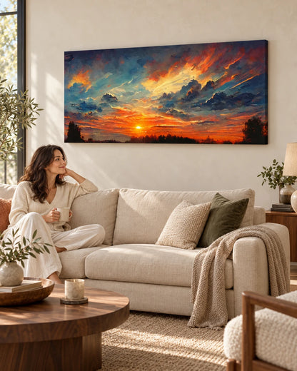 Ember Horizon sunset canvas print — lifestyle