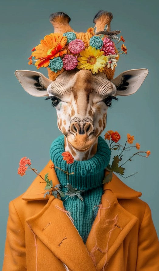 Fashionista Giraffe Painting - Canvas print